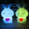 7 Colors Changing Lovely Rabbit LED Night Light Lamp Bedroom Decoration Kids Gift. 