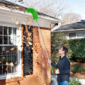 Gutter Cleaning Brush Roofing Tool with Telescopic Extendable Pole 8.2Ft Guard Cleaner Tool Easy Remove Leave, green. 