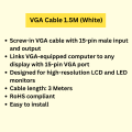 VGA Cable 3M (White). 