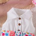 Dress For Kids 3-36 Months Korean Style Sleeveless Cute Button Summer Floral Princess Formal Dresses Ootd For Newborn Baby Girl. 