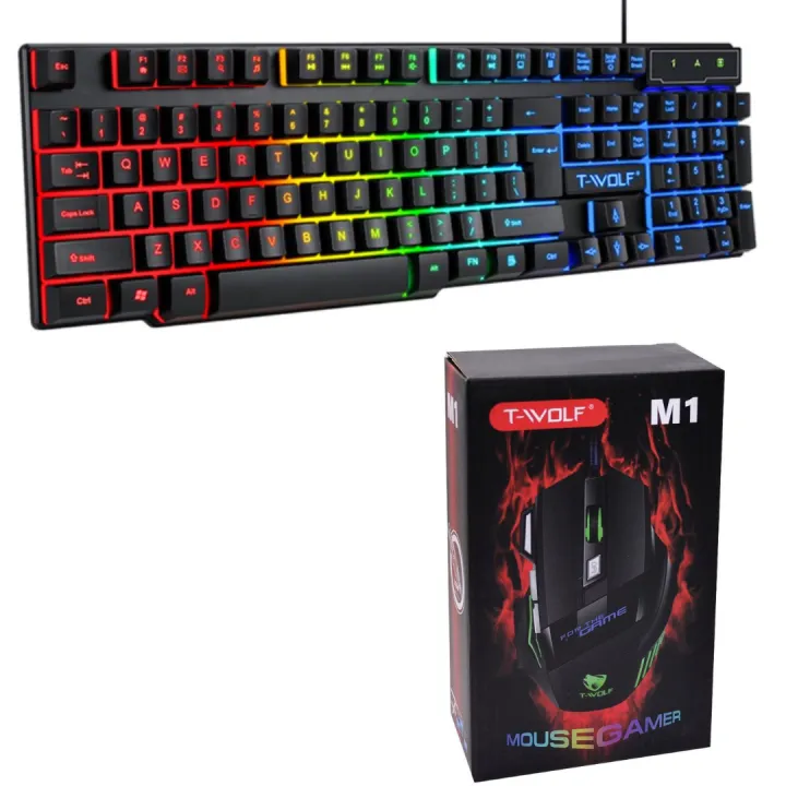 T-WOLF - T20 RGB Gaming Keyboard With T-WOLF M1 Gaming Mouse Gaming Combo