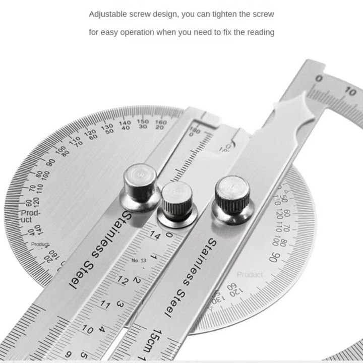 Angle Ruler Round Head Rotary Angle Ruler Protractor Goniometer Measuring Ruler 180 Degree ...