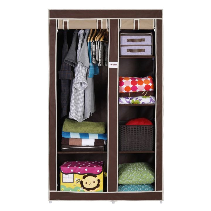 2 Door Storage Wardrobe Foldable and Movable Cloth/Fabric Wardrobe with Zip Up Collapsible Cupboard Model 98105