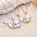 Unisex 2 Pcs BFF Necklace Women Crystal Heart Pendant Best Friend Letter Necklace Fashion Couple Necklace Men Friendship Jewelry. 