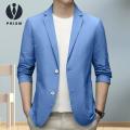 Prism Men Lightweight Suit Coat Men's Formal Business Suit Coat Lapel Long Sleeve Jacket Anti-wrinkle Solid Color Cardigan Style Formal Occasion Suit Coat. 