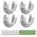 4 Pcs Stainless Steel Hanging Rod Bracket U Shaped Curtain Rod Bracket, Heavy Duty Round Tube Sockets with Screws (25mm). 