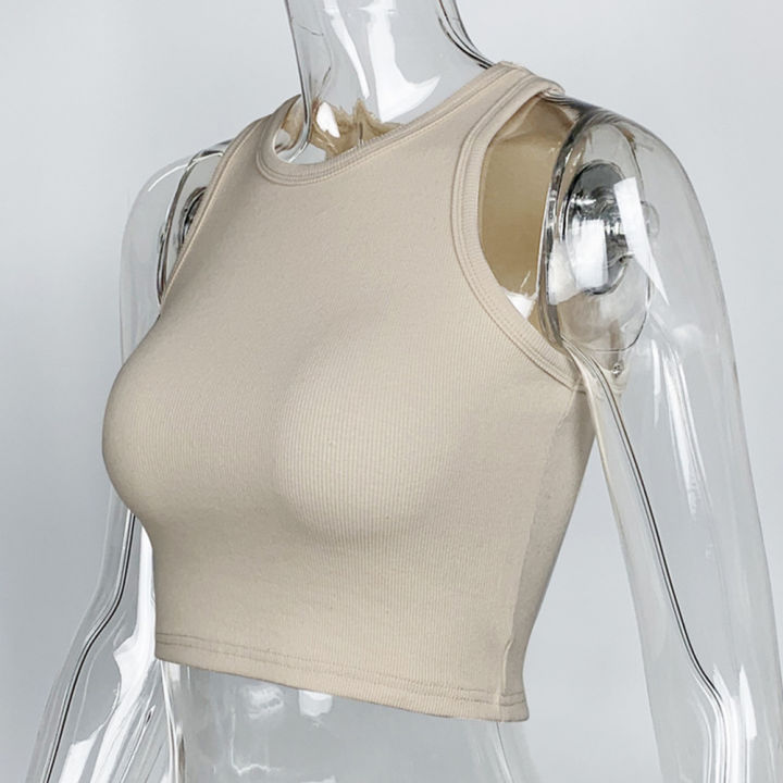 bellylady%20Women%20Cotton%20Summer%20Tank%20Tops%20Sports%20Sleeveless%20Slim%20Fit%20Cropped%20Tops%20Workout%20Casual%20Solid%20Color%20Cami%20Shirts%20-%20Image%204