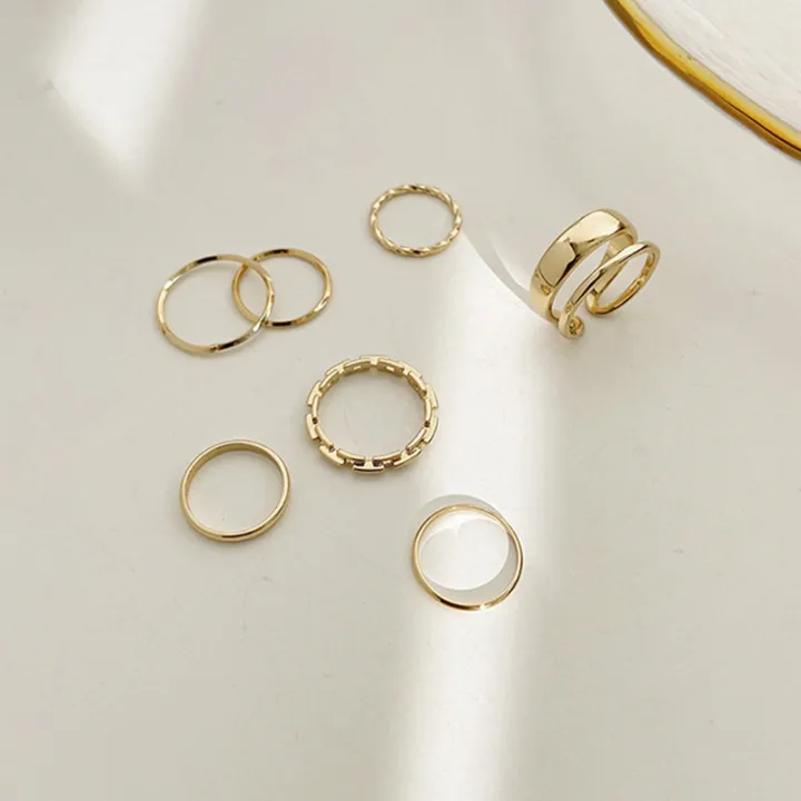 Fashion%20personality%20ring%20female%20niche%20joint%20ring%20set%20simple%20hip-hop%20retro%20plain%20ring%20for%20women%20low%20price%20-%20Image%204