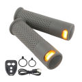 Scooter Hand Bar Grips with Turn Signal Light Handlebar for / E-Scooters Handle with Slot Grip Gray. 
