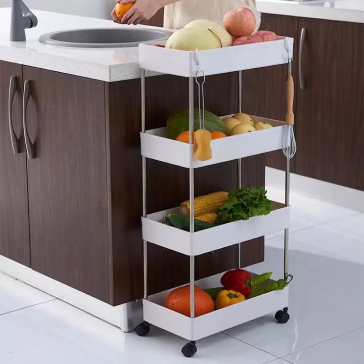 Trolley kitchen rack with wheel mobile floor storage shelf multi-layer bathroomMultilayer Kitchen Storage Rack Shelf with Wheels Spice Rack Organizer Jars Bottles Holder Bathroom Kitchen Organizer Shelves