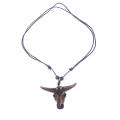 Intricate design Bull skull pendant necklace Unique Adjustable size Handcrafted Leather jewelry  leather Ethnic pendant for Casual wear Hipster fashion Festival accessory Gift for men Western-themed. 