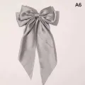 Bow Ribbon Hairpin Headwear Simple Elegant Satin Spring Clip Fixed Hair Clip Retro Party Headdress Red Hair Accessories. 