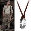 Movie Game Uncharted 4 Necklace Nathan Drake Cosplay Ring Leather Code Ancient Vintage Pendant Jewelry Prop. 