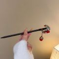 Hair Clip Accessories Vintage Retro Red Hair Stick Fashion Ancient Style Red Rose Fringe Hairpin Multi-purpose Senior Chinese Hairpin Headwear Girls. 