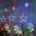 Auoyo LED Curtain Light Curtain String Light Star Curtain Light Moon Lighting String Twinkle Window Lights 3.5M Curtain Lights Transparent Strand 8 Modes Waterproof Crescents and Stars Lights for Indoor Outdoor Home Decorative EU Plug. 
