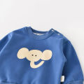 Kid Cartoon Elephant Plus Velvet Casual Hoodies Autumn Winter Boy Girl Baby Thicken Warm Tops Children Cotton Print Sweatshirt. 