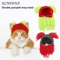 Light Pet Hat Adorable Winter Pet Hat with Funny Fake Hair Ponytail for Warmth Style Perfect for Dogs Cats in Asia. 