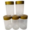 Transparent Spice Container - Large Plastic Jar with Gold Lid. 