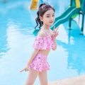 Western Style Split New Bikini Primary School Student Swimsuit 2024 Cute Summer Quick-Drying Medium and Large Children Girls Baby. 