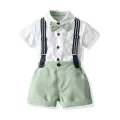top and top Summer Kids Boy Gentleman Clothes Set Short Sleeve Shirt Tops+Suspender Shorts Casual Outfits Little Boys Clothing. 