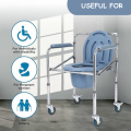Commode Chair with Lock Wheels | High Strength Frame Bathing Chair with Armrest & Removable Toilet Pot | Commode Chair for Old people, Patients & Pregnant Women - Grey. 