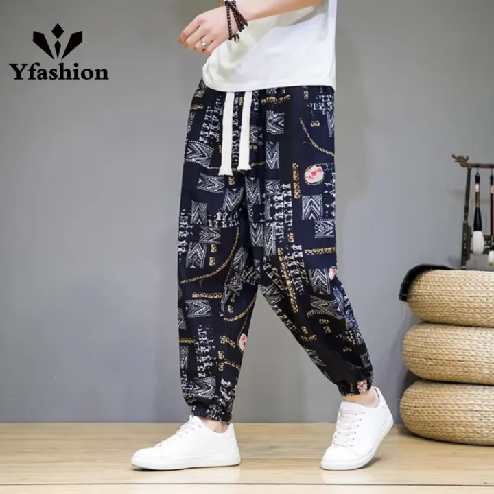 Yfashion%20Men%20Cotton%20Harem%20Pants%20Trendy%20Chinese%20Style%20Printing%20Thin%20Trousers%20Contrast%20Color%20Loose%20Casual%20Cotton%20Linen%20Pants%20-%20Image%209