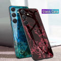 For Samsung Galaxy A24 Case Fashion Marble Tempered Glass Protector Soft Silicon Back cover For Samsung Galaxy A24 Phone cases. 