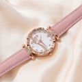Pink Fashon Elegant Women WristWatch 6Pcs Heart Ring Necklace Earrings Bracelet Set PU Strap Ladies Quartz WristWatch No Box. 