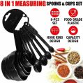 Measuring Cup And Measuring Spoon Set 8 Pcs - Black  8 Pieces Glossy Measuring Cup and Spoon Set is Multi Purpose Kitchen Tool | Measuring Cups for Baking Cake Measuring Cups. 