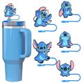 5pcs New Cartoon Stitch Straw Cover Cap Cute 8mm 10mm Straw Tip Covers Funny Tumbler Accessories Straw Topper for Stanley Cup 30 40 Oz. 