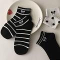 Thin Summer ins Low-Cut Women's Black and White Cute Stripes Socks Top Short Socks Trendy Japanese Mickey Cartoon Low. 