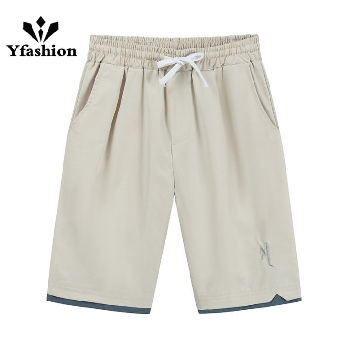 Yfashion Men Cotton Summer Drawstring Shorts Fashion Solid