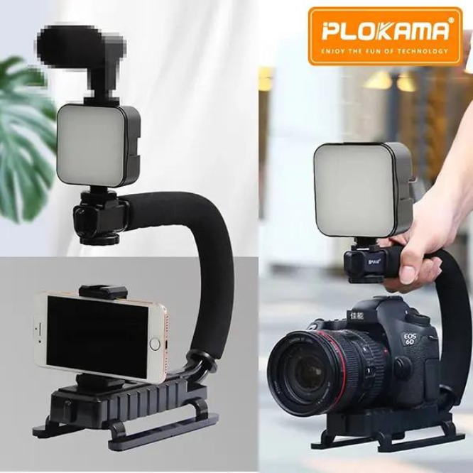 Plokama Video Making Kit Luz Led Selfie Pk-777 U Shaped Video Handheld Stabilizer