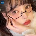 【v】Tik Tok Influencer Same Style Lower Half Frame Glasses Female Water Drop No Lens Decoration V. 