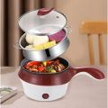 New Multi-function Portable Cooker Non-stick Stainless Steel Electric Skillet Fry Pan Rice Cooker - 1L. 