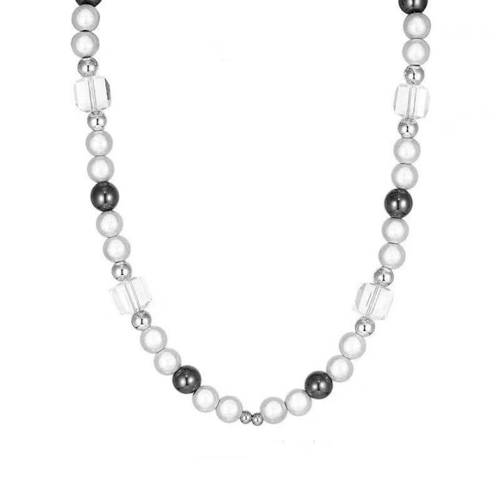 Time%20Offer%E3%80%91Reflective%20Pearl%20Stitching%20Cross%20Niche%20Clavicle%20Chain%20Men's%20Hip%20Hop%20Style%20Women's%20Chain%20-%20Image%205