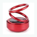 Air Freshener HIGH DURABLE METAL Double Ring Solar powered Dashboard Ornament Spinning Double Ring Perfume Diffuser for car Aromatherapy Car interior decoration- Red. 