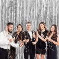 Silver Foil Fringe Curtain Backdrop ( 6.6 ft X 3 ft) - Photo Booth Backdrop Curtain for Parties - Tinsel Curtain Fringe Backdrop Party Decorations for Birthday, Wedding or Bachelorette Party - 2 Pcs. 