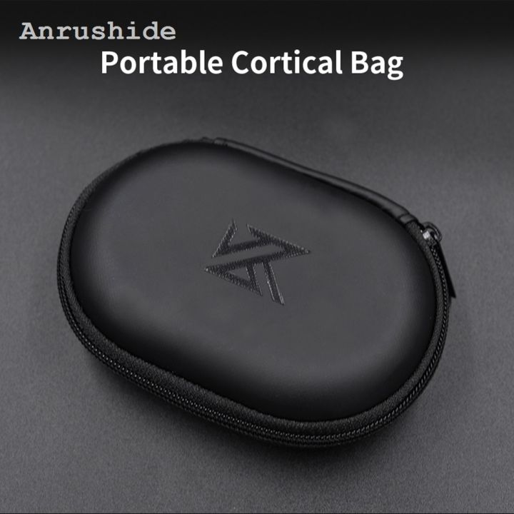 For BA10 AS10 ES4 KZ Earphones Oval Storage Bag Wired Headphones Luxury PU Zipper Storage Box Portable Hold Case Container for iPhone