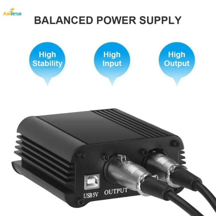 48V%20Phantom%20Power%20Supply%20with%20XLR%203%20Pin%20Microphone%20Cable%20for%20Mic%20Black%20-%20Image%202