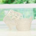 12PCS Sell B3 bounded by a laser hollow bounded lace cake cupcake baking cups cake paper asked White - white. 