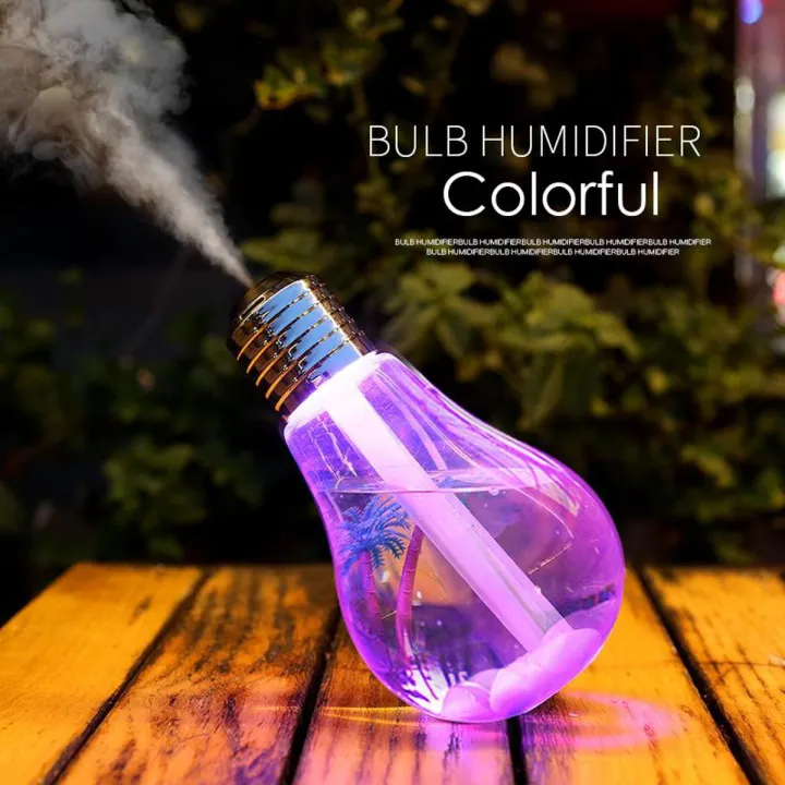 Colorful Light Bulb Humidifier Essential Oil Diffuser USB Rechargeable ...