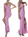 Women's Evening Party Halter Dress Shine Sequin Ruffled Slit Hem Long Dress Formal Prom Gowns. 