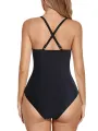Women's Swim Wear Bodysuit, Solid Color/Printed Patchwork Cutout Backless Beach Jumpsuit, Casual Swimming Romper. 