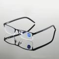 Blue Ray Half-frame Business Eyewear Presbyopic Eyeglasses Unisex Reading Glasses Men Women Metal Rack Spring Legs Anti. 