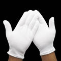 Lightweight white inspection cotton work high stretch gloves for coin jewelry. 