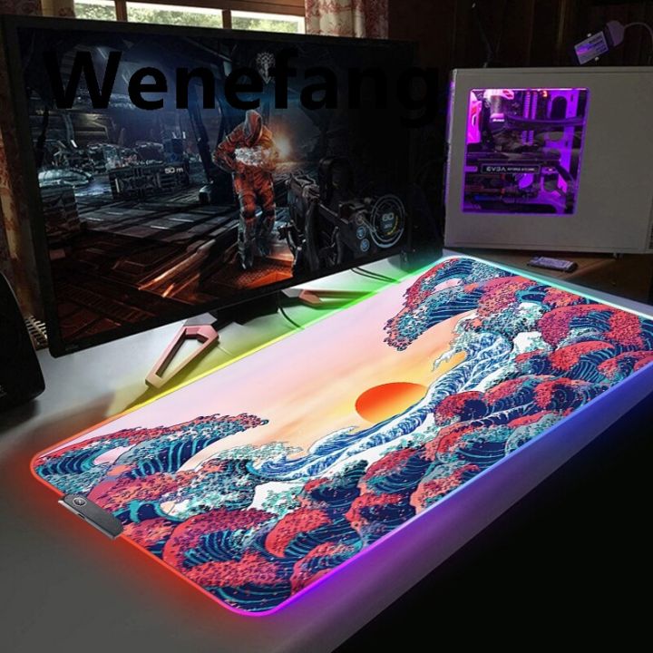 Wenefang Mouse Pad RGB Mat Gaming Accessories Gamer Keyboard Computer Desk Mause Ped LED Light Mouse Mats Gamers Keyboard Table Mousepad