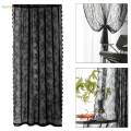 Black Lace Floral Net Curtains Window Curtains for Yard Bedroom Decoration 100cmx140cm. 