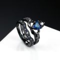 Charm Couple Ring Men's Stainless Steel Celtic Dragon Ring Blue Zircon Women's Ring Sets Valentine's Day Wedding Band Jewelry. 