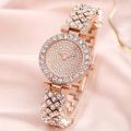 2PCS Luxury Women Rose Gold Watch Fashion Ladies Quartz Diamond Wristwatch Elegant Female Bracelet Watches Set Reloj Mujer. 